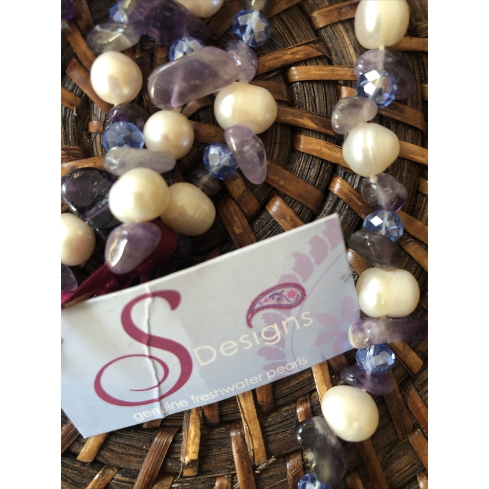 Purple & Cream Sukhmani Freshwater Pearl Necklace